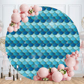 Aperturee - Navy Blue Round Mermaid Backdrop For Birthday
